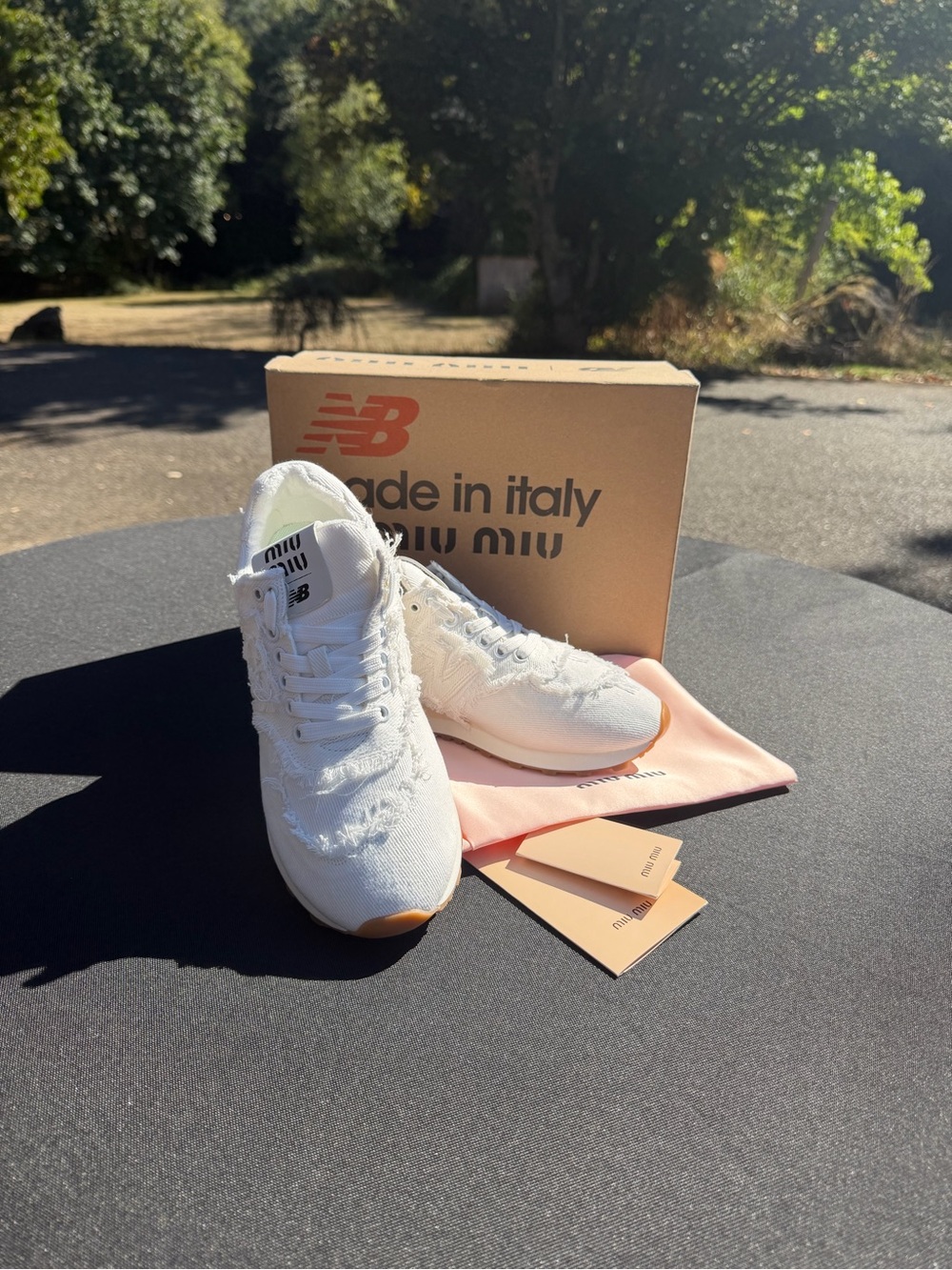 Miu Miu x New Balance 574 – White 🤍✨
